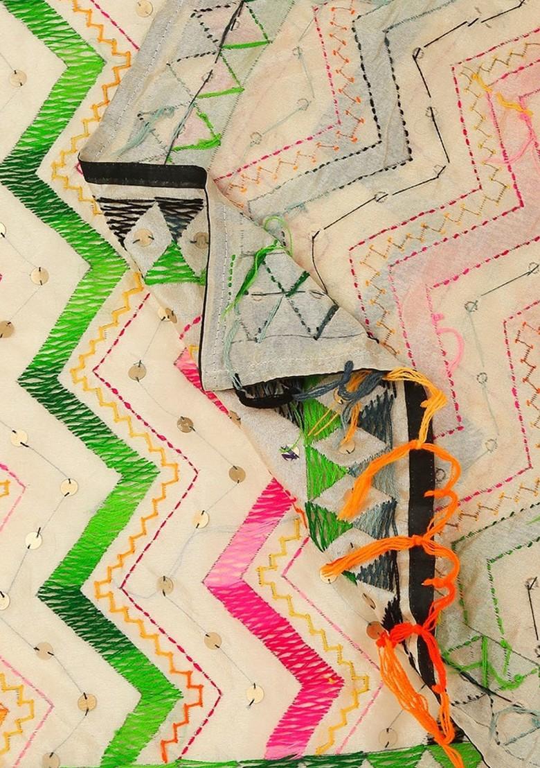 Ethnic Motifs Embroidered Dupatta With Sequinned