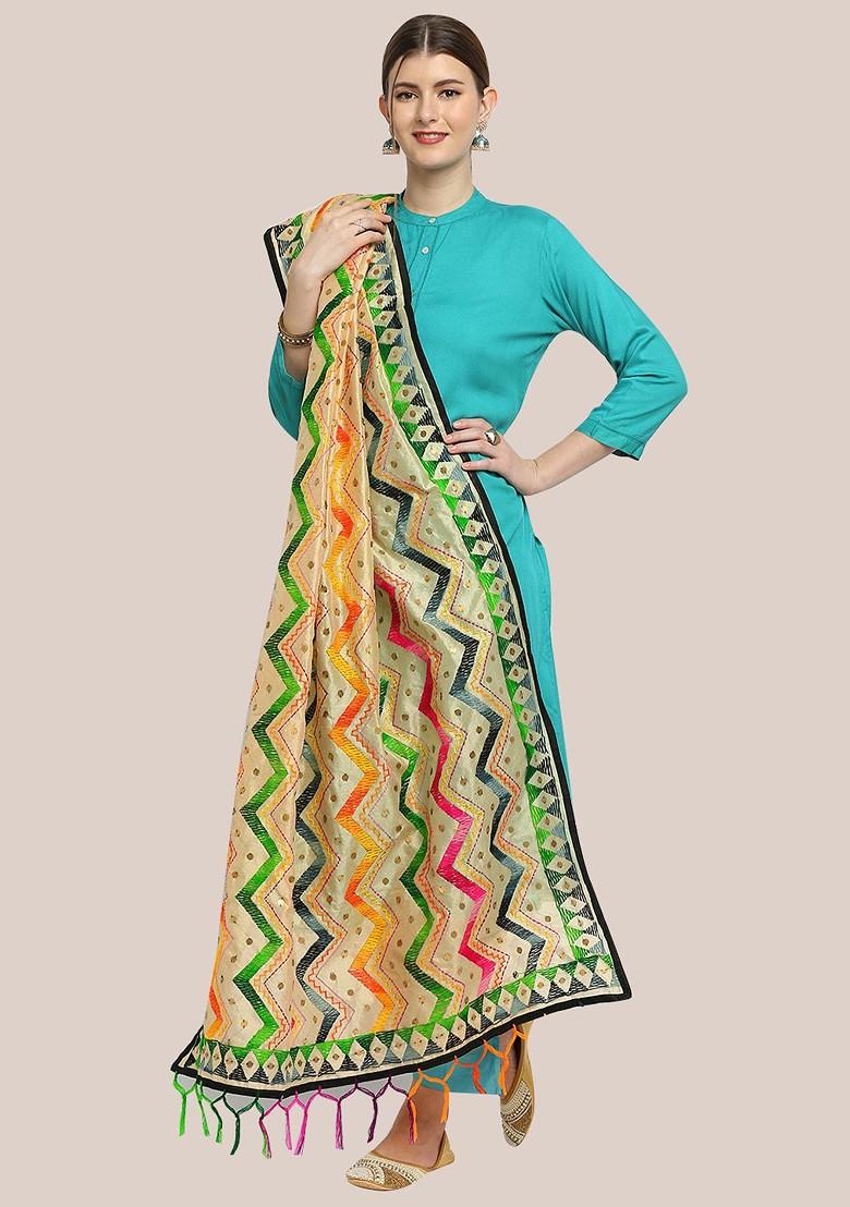 Ethnic Motifs Embroidered Dupatta With Sequinned