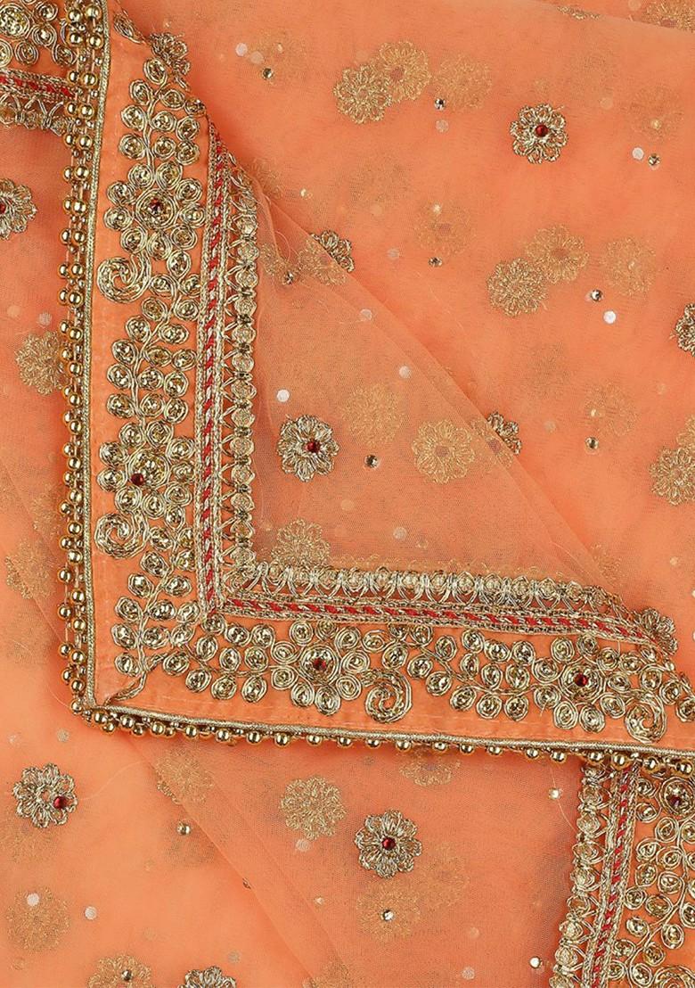 Embroidered Dupatta With Zardozi