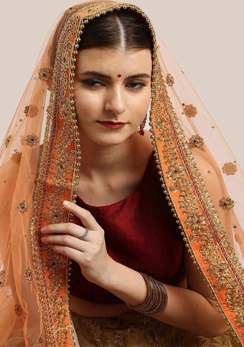 Embroidered Dupatta With Zardozi
