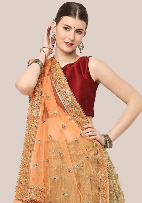 Embroidered Dupatta With Zardozi