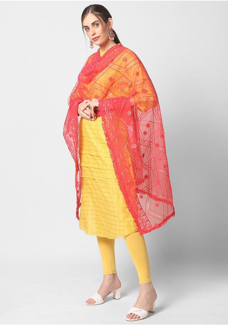 Ethnic Motifs Embroidered Dupatta With Sequinned