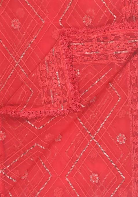 Ethnic Motifs Embroidered Dupatta With Sequinned