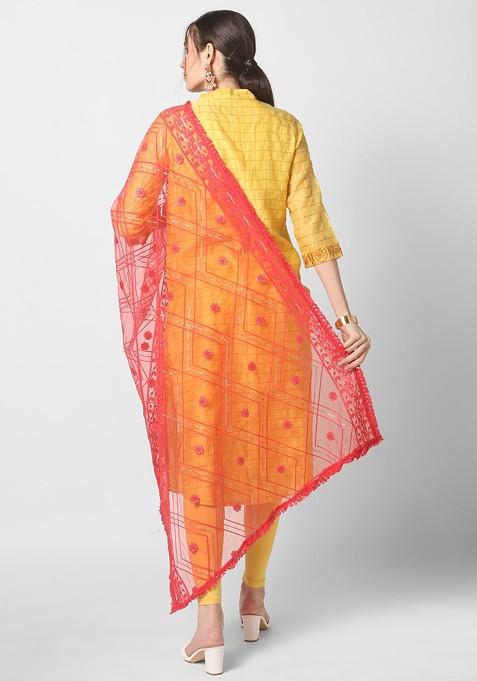 Ethnic Motifs Embroidered Dupatta With Sequinned