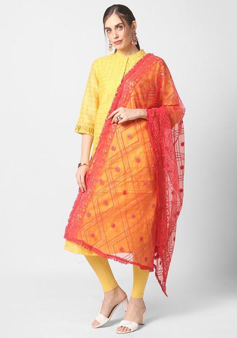 Ethnic Motifs Embroidered Dupatta With Sequinned