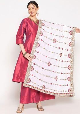 Embroidered Velvet Dupatta With Zardozi