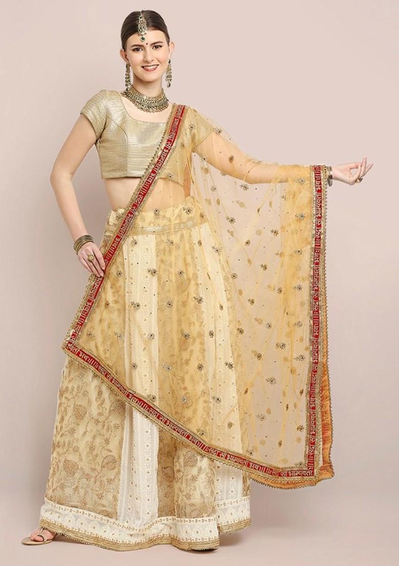 Embroidered Dupatta With Zardozi