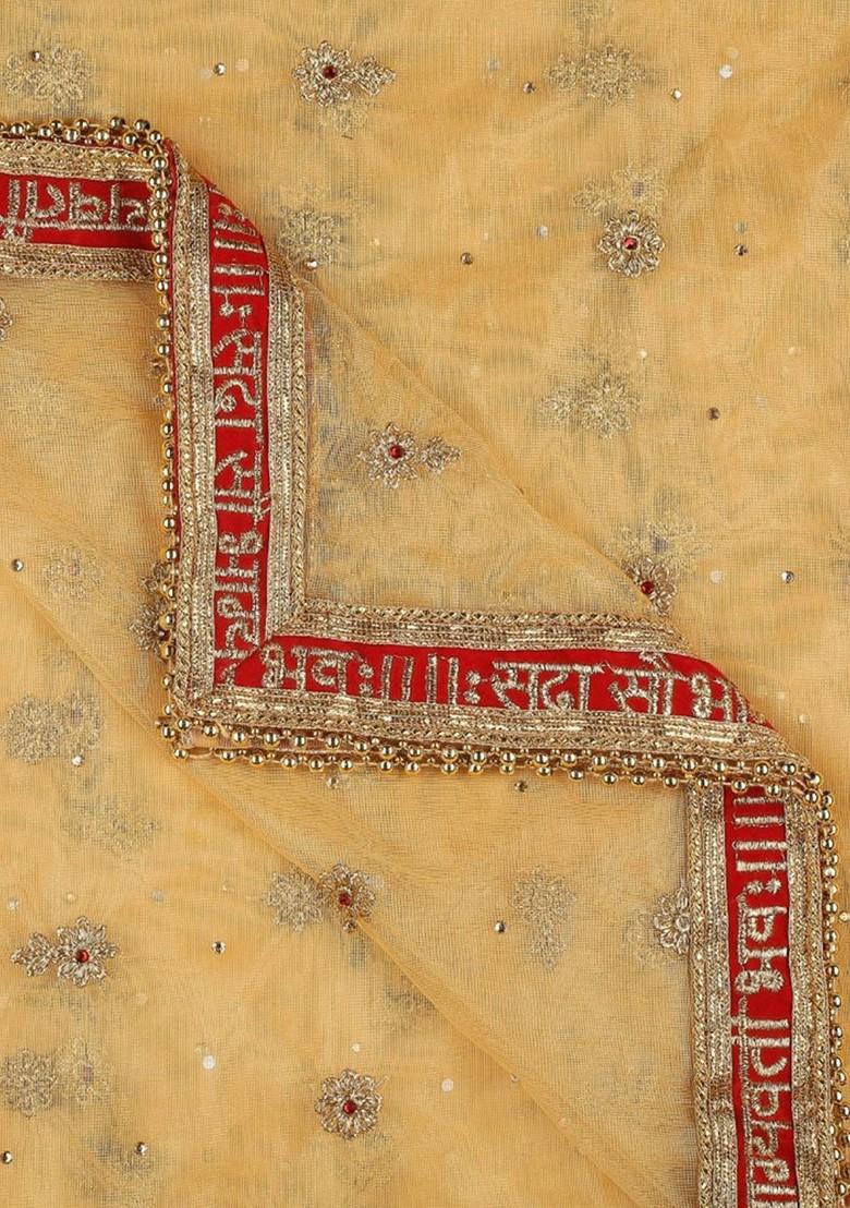 Embroidered Dupatta With Zardozi