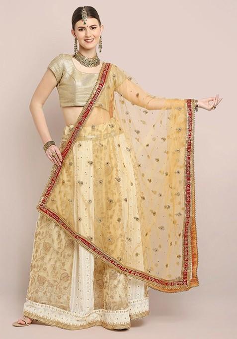 Embroidered Dupatta With Zardozi