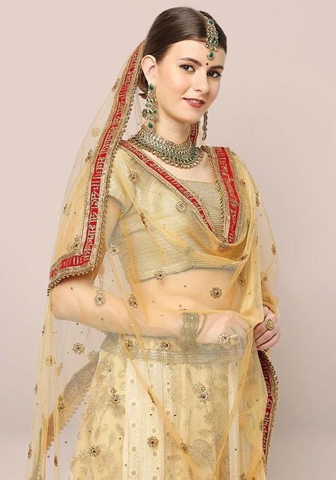 Embroidered Dupatta With Zardozi