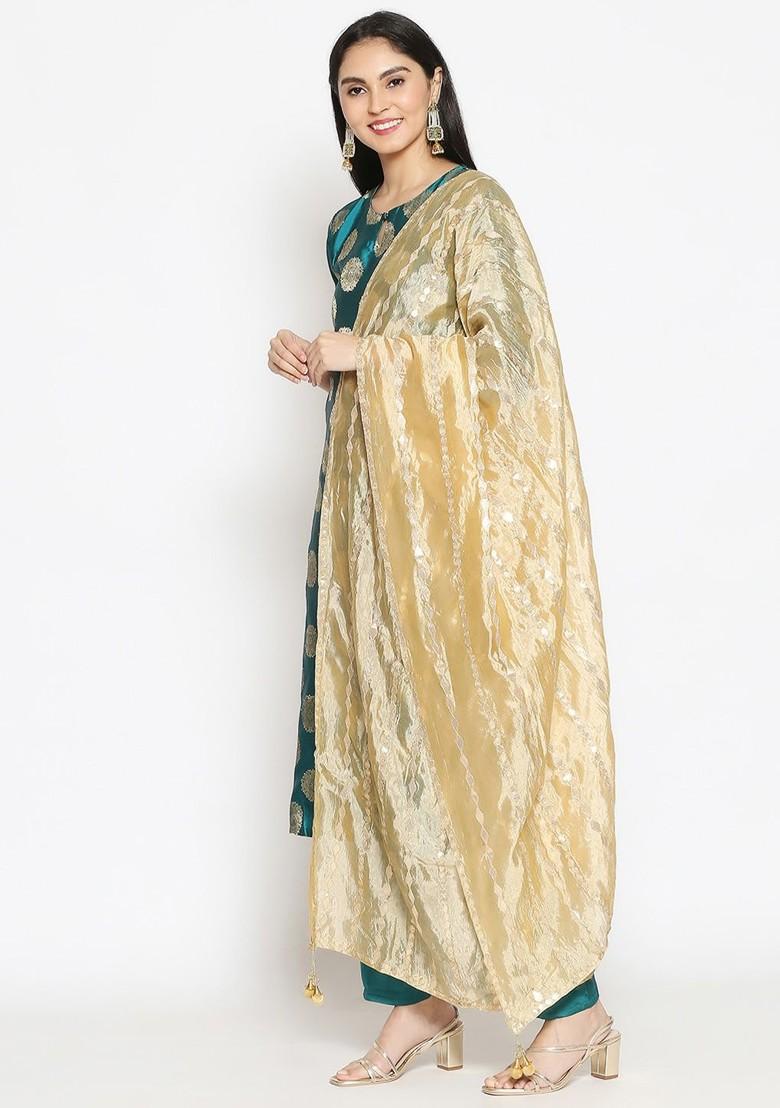 Embroidered Dupatta With Gotta Patti