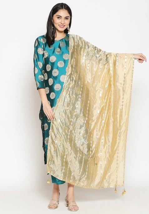 Embroidered Dupatta With Gotta Patti