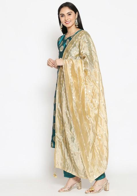 Embroidered Dupatta With Gotta Patti