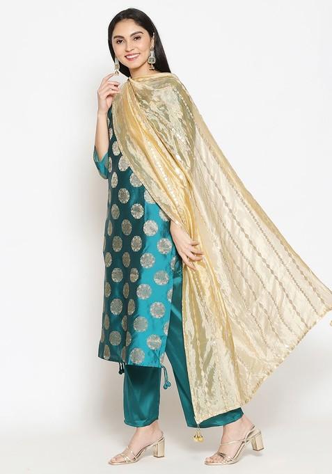Embroidered Dupatta With Gotta Patti