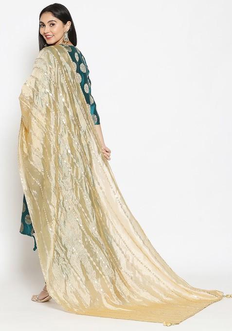 Embroidered Dupatta With Gotta Patti