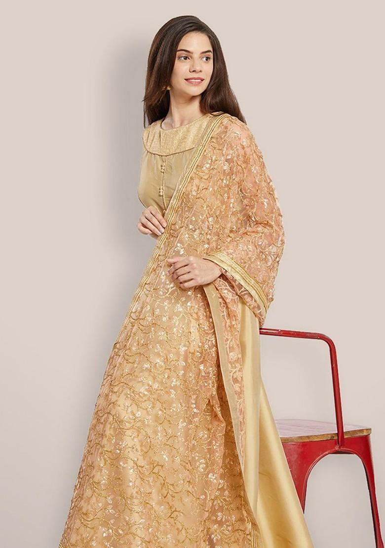 Embroidered Dupatta With Zardozi