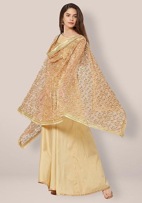 Embroidered Dupatta With Zardozi