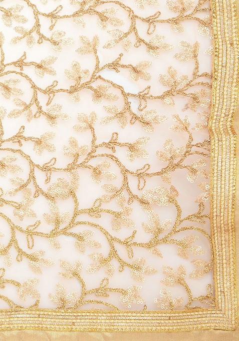 Embroidered Dupatta With Zardozi