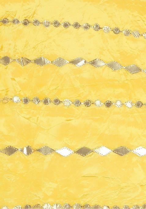 Yellow And Silver Toned Ethnic Motifs Embroidered Dupatta With Gotta Patti
