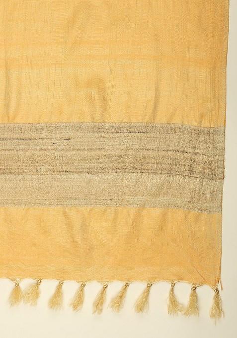 Women Yellow And Beige Two Tone Cotton Silk Dupatta