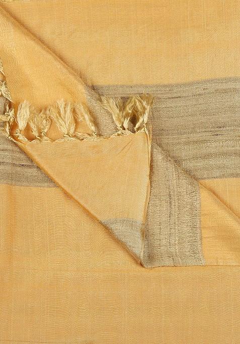Women Yellow And Beige Two Tone Cotton Silk Dupatta