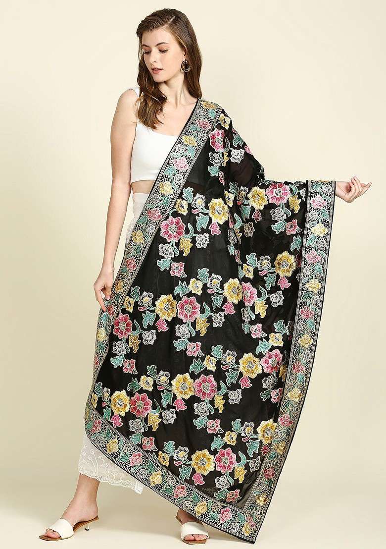 Women Embroidered Dupatta With Zardozi - Indya