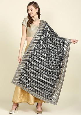Women Ethnic Motifs Embroidered Dupatta With Zardozi