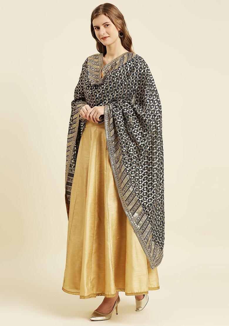 Women Ethnic Motifs Embroidered Dupatta With Zardozi