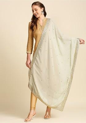 Ethnic Motifs Embroidered Dupatta With Gotta Patti