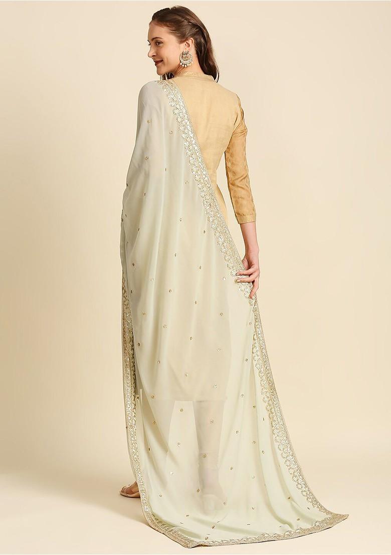 Ethnic Motifs Embroidered Dupatta With Gotta Patti