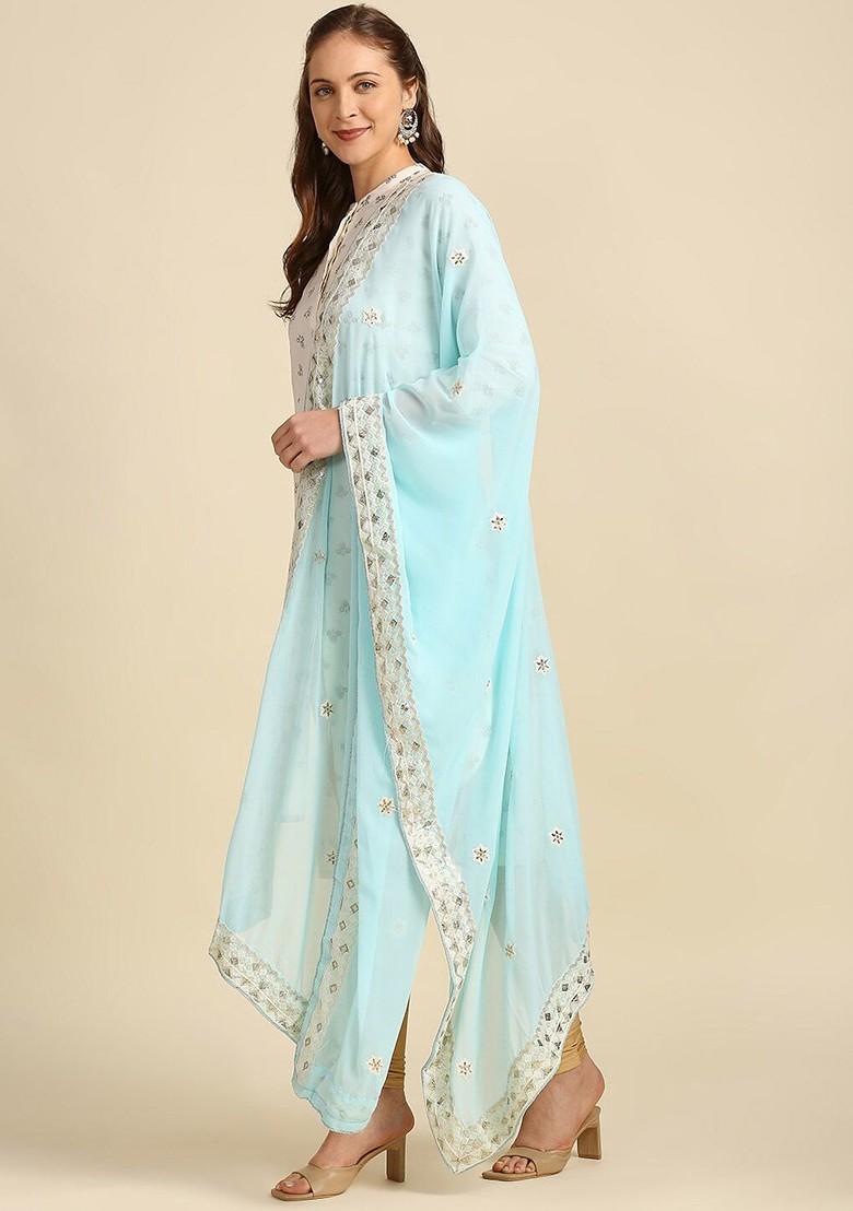 Ethnic Motifs Embroidered Dupatta With Zardozi