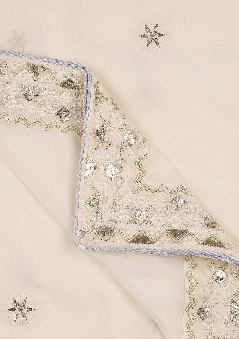 Ethnic Motifs Embroidered Dupatta With Zardozi - Indya