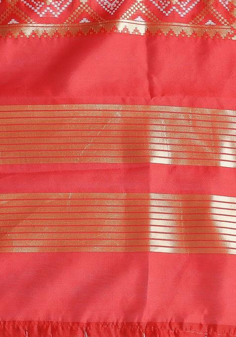 Women Maroon Woven Banarasi Silk Dupatta