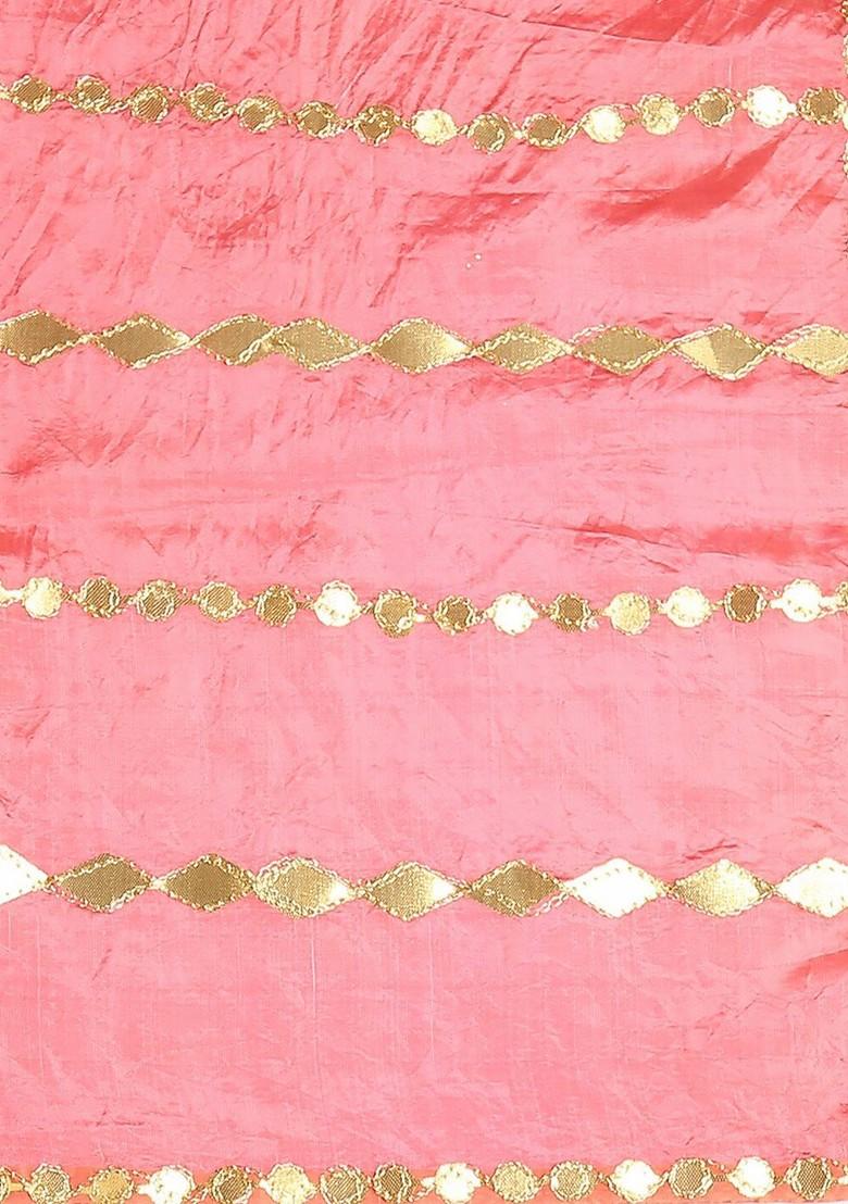 Rose And Gold Toned Ethnic Motifs Embroidered Dupatta With Gotta Patti