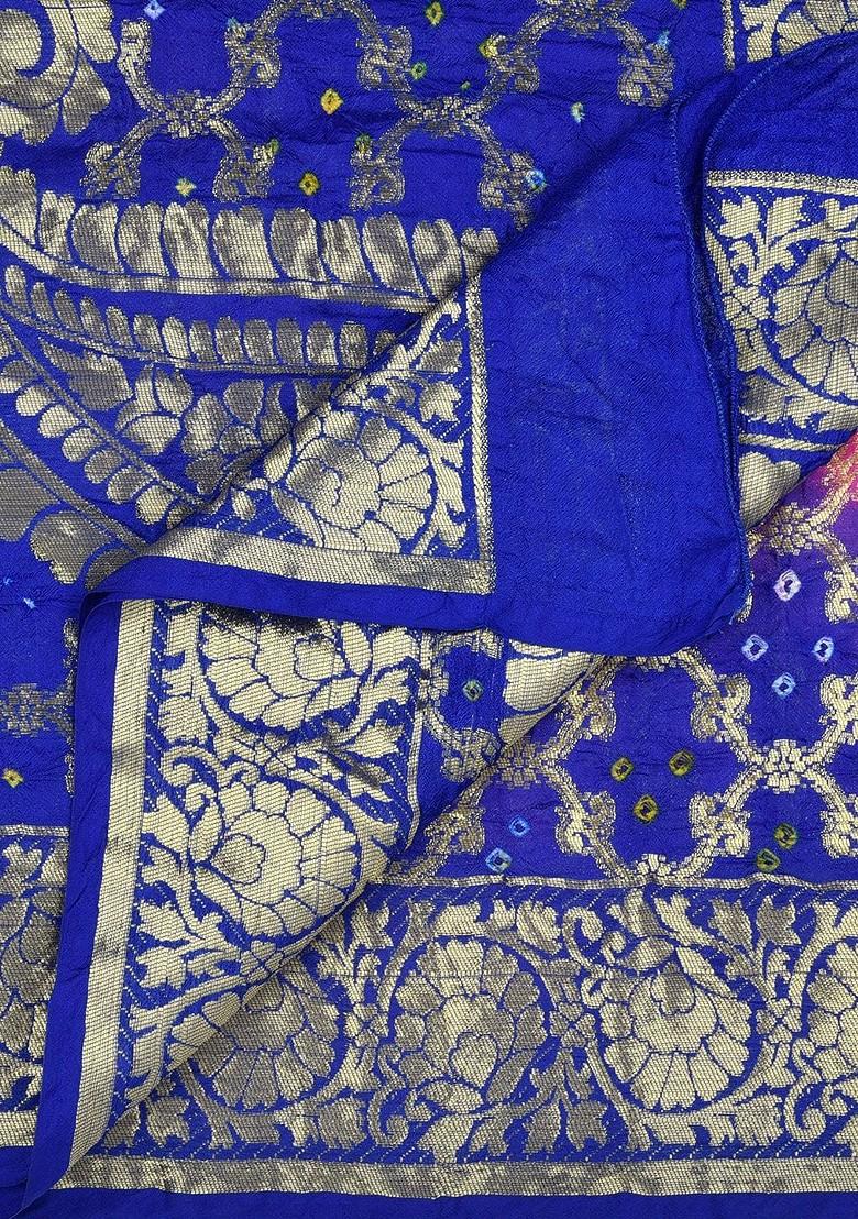 Blue And Pink Woven Design Dupatta