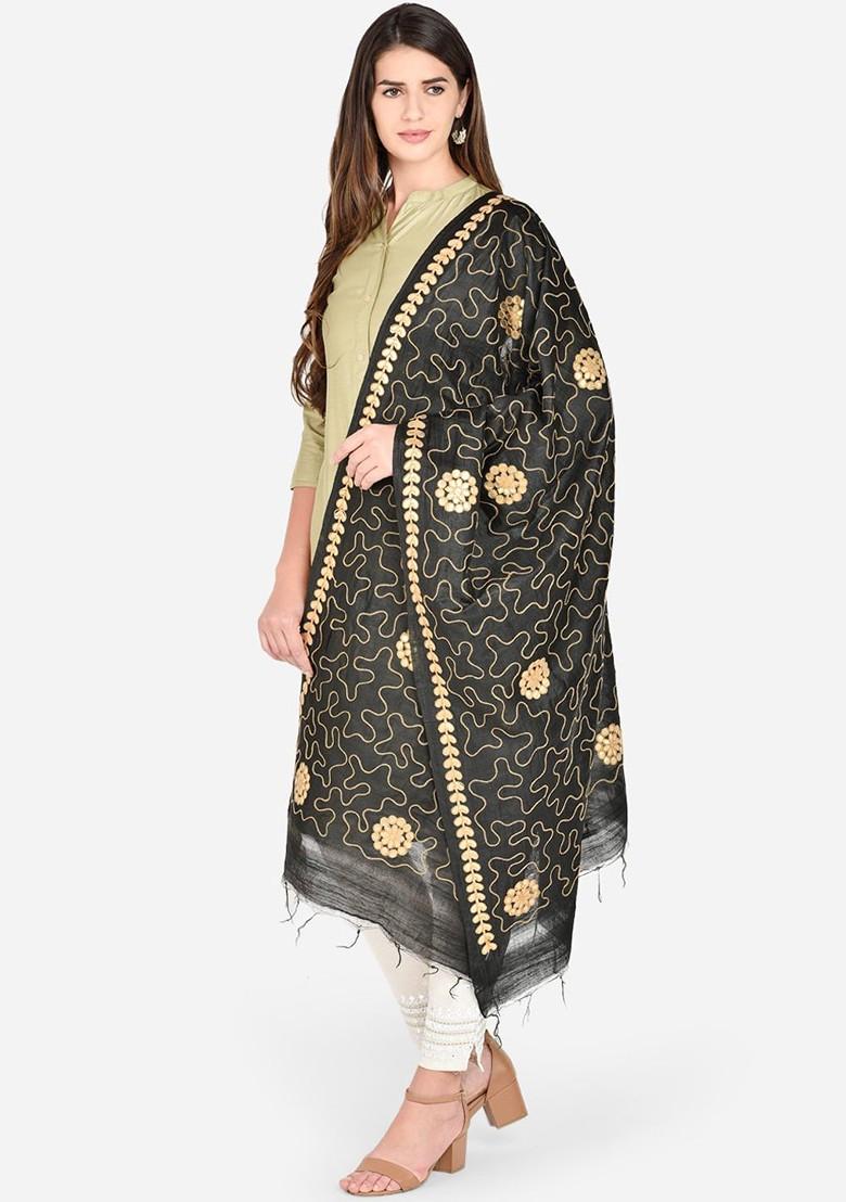Black Gotta Patti Embroidered Dupatta