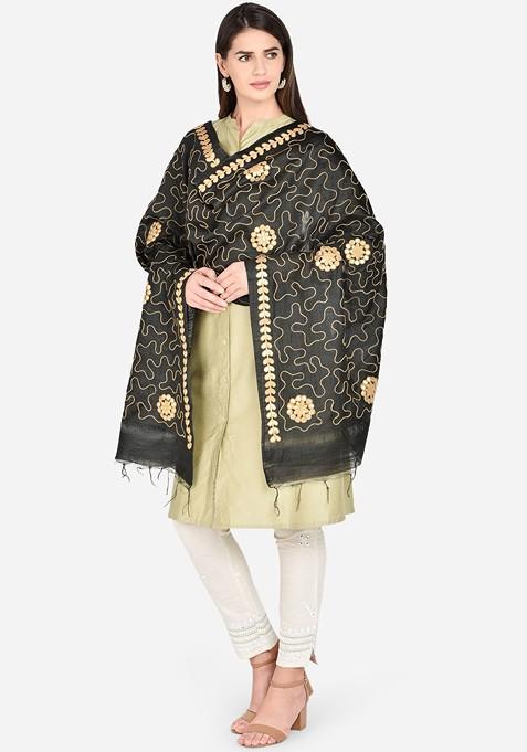 Black Gotta Patti Embroidered Dupatta