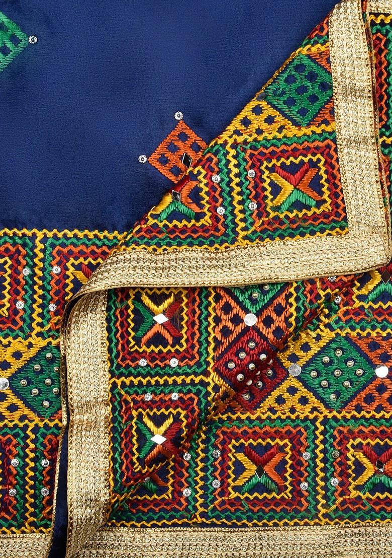 Navy Blue Phulkari Embroidered Dupatta