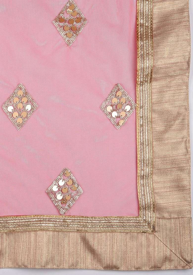 Women Red And Gold Toned Embroidered Dupatta - Indya