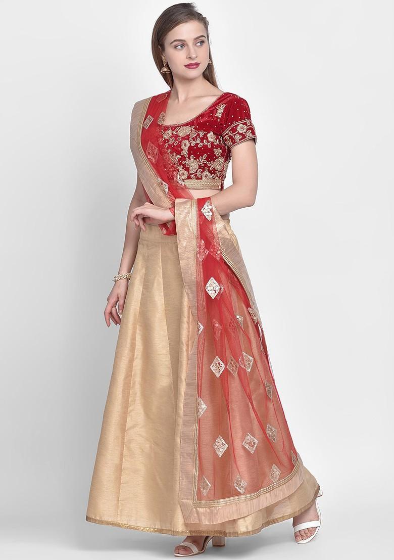 Women Red And Gold Toned Embroidered Dupatta