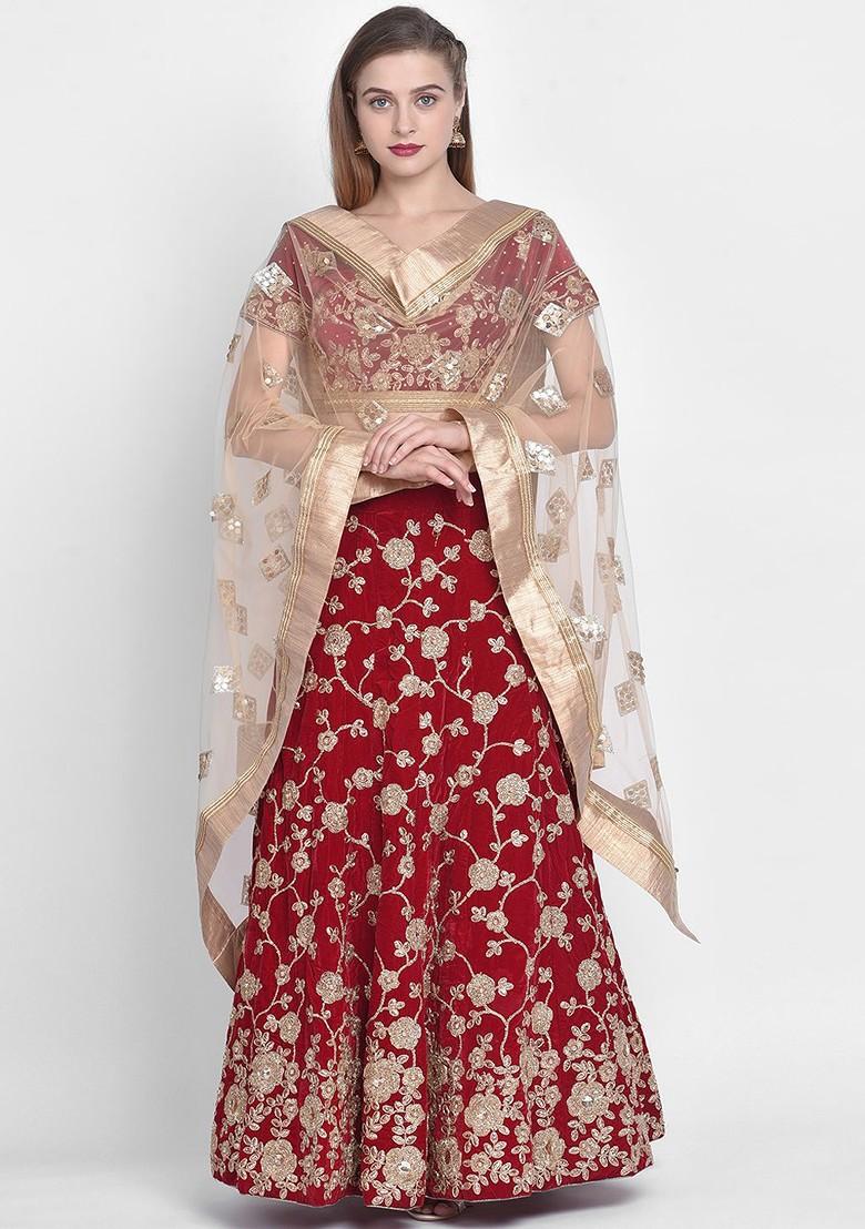 Gold Coloured Embroidered Dupatta