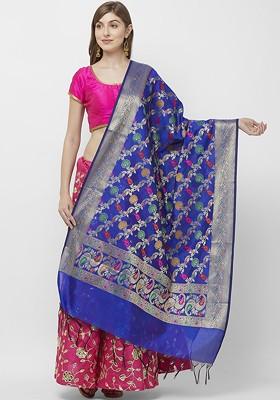 Blue Woven Design Dupatta
