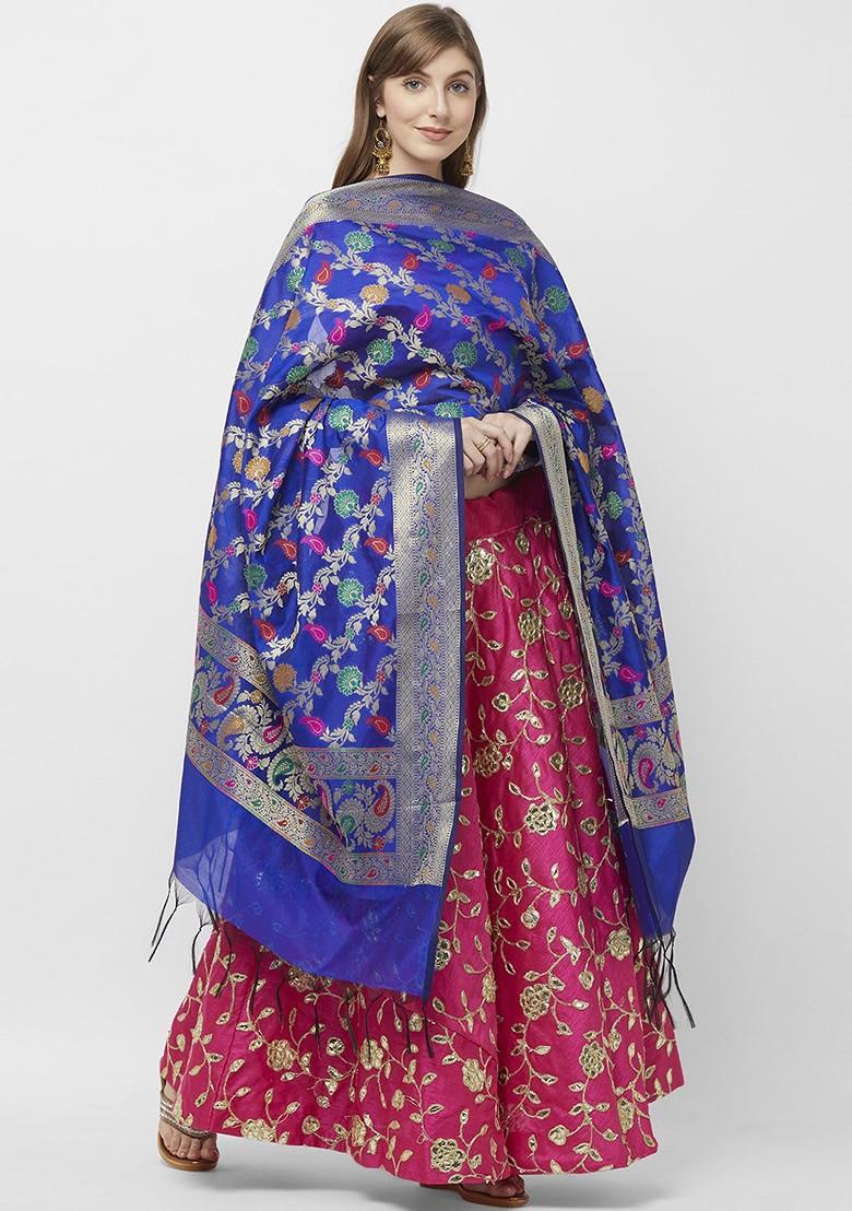 Blue Woven Design Dupatta