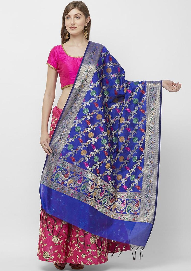 Blue Woven Design Dupatta