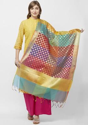 Multicoloured Woven Design Dupatta