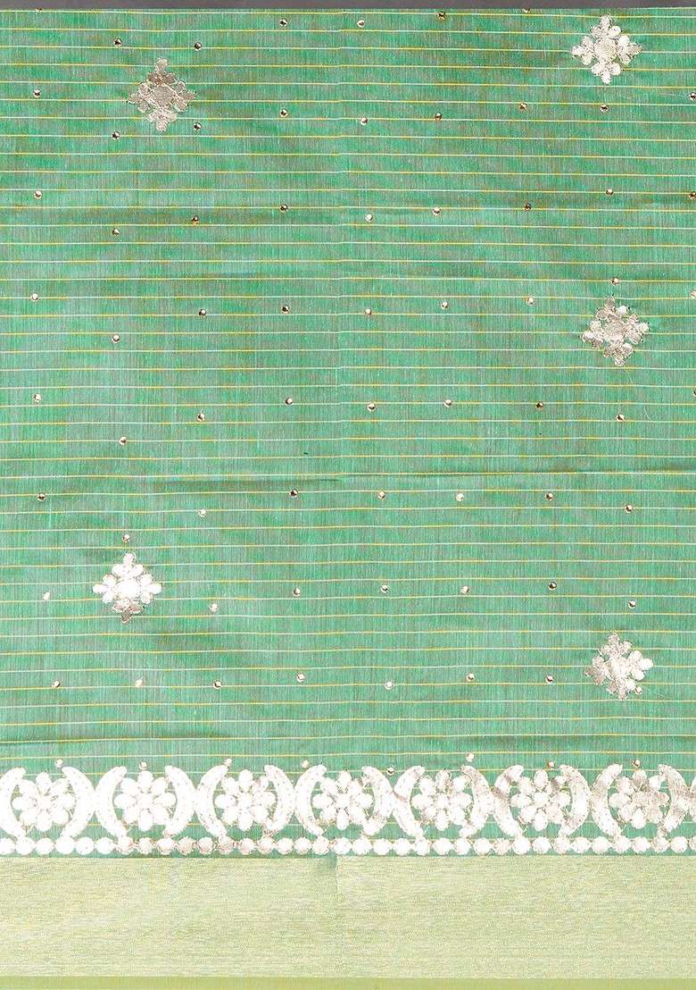 Sea Green Embroidered Dupatta - Indya