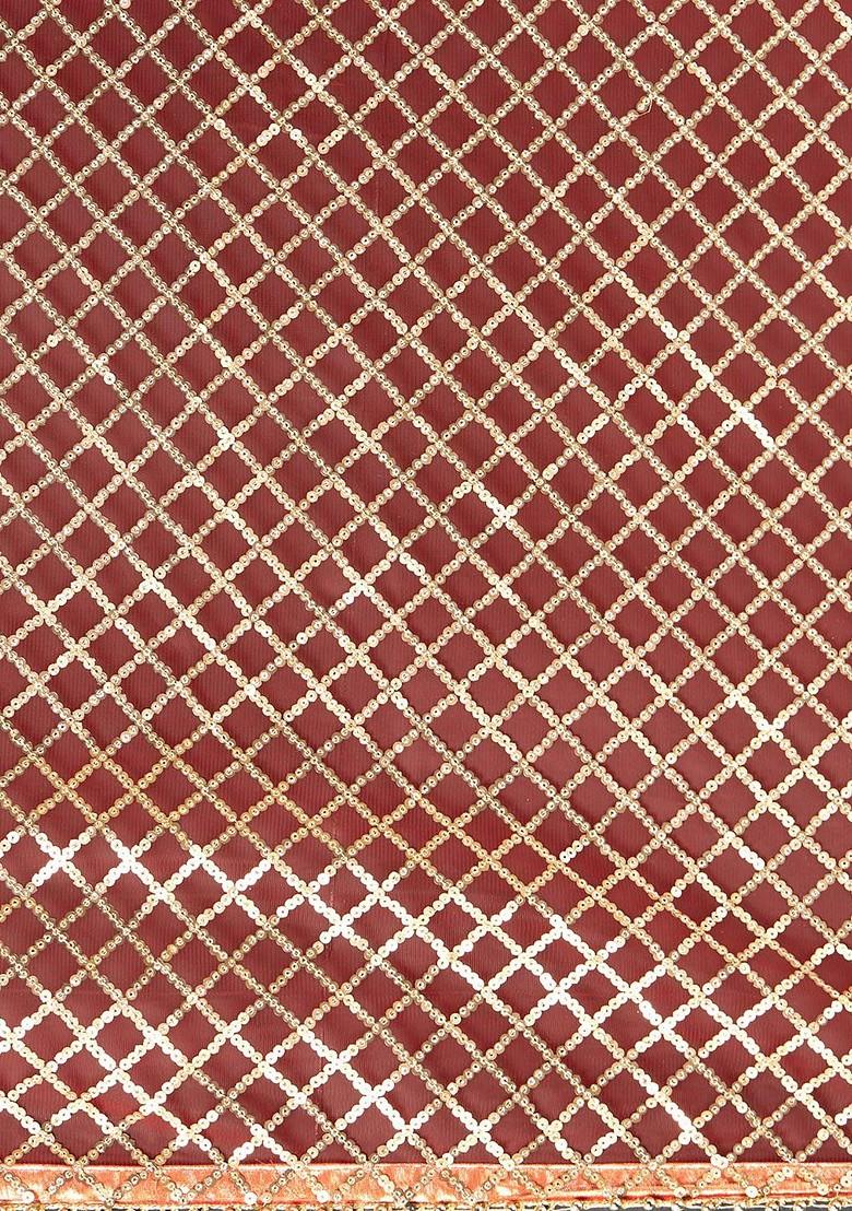 Red And Gold Toned Embroidered Dupatta