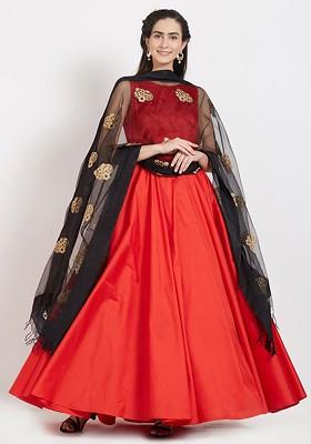 Black And Gold Toned Embroidered Dupatta