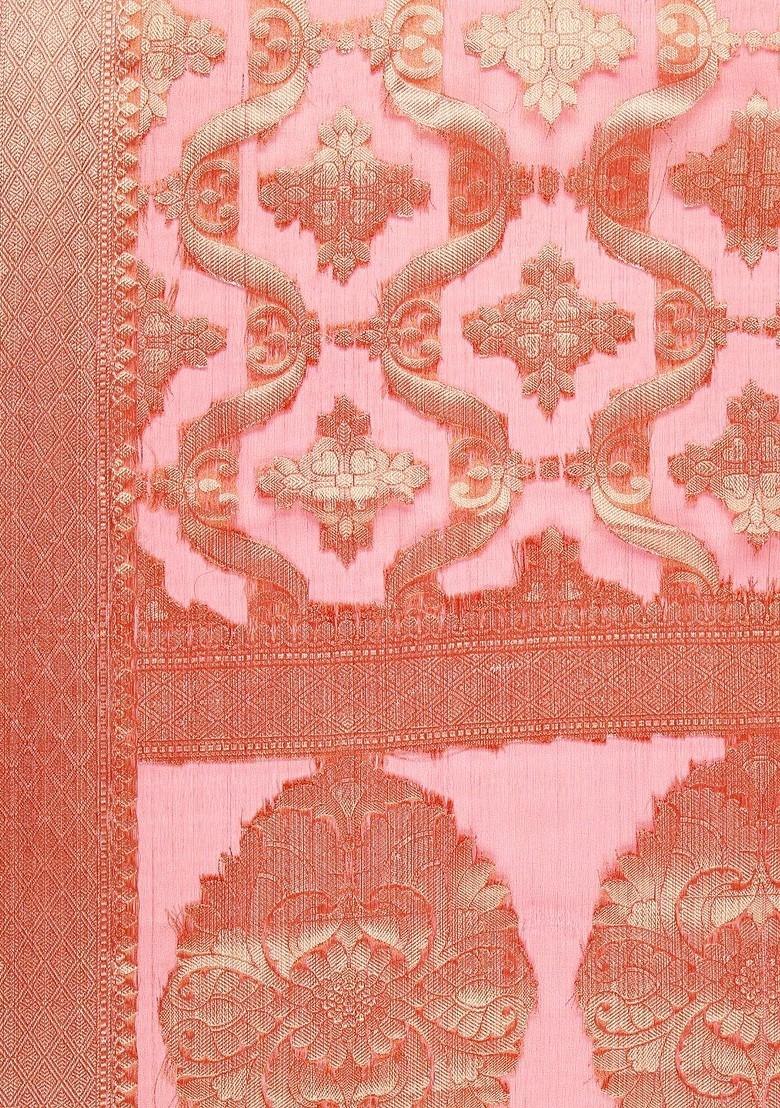 Gold Toned And Red Dupatta With Woven Design