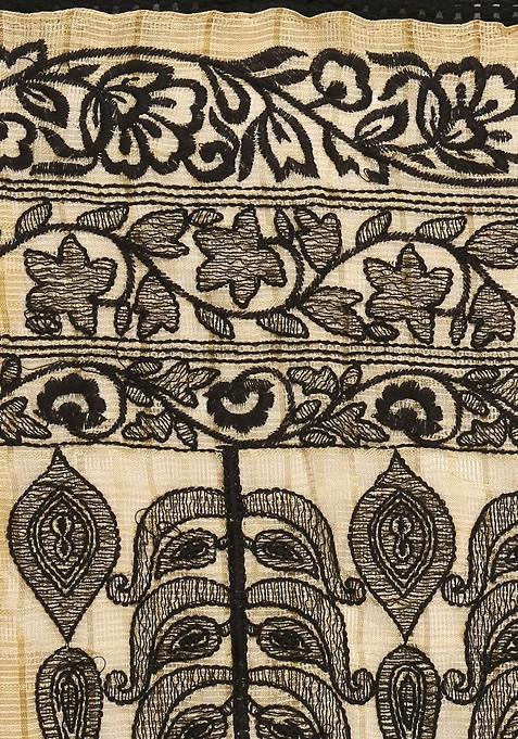 Beige And Black Embroidered Dupatta